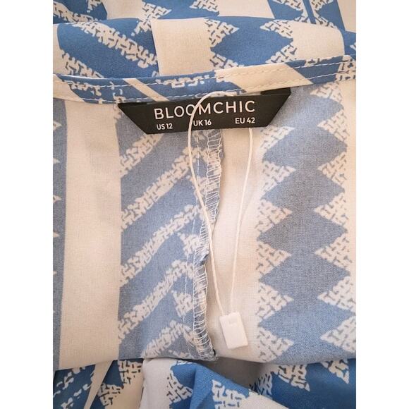 BloomChic Dress Geometric Striped Pocket Slits Dolman Sleeve Empire Waist 12 - Picture 7 of 9